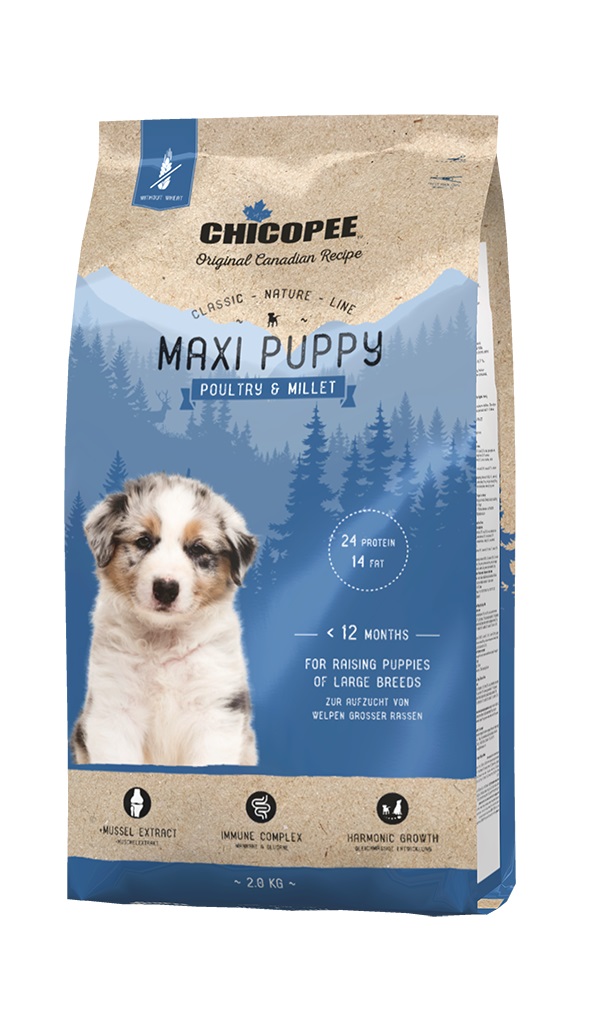 Chicopee Classic Nature Puppy Maxi за едри породи под 18 месеца с птиче и просо