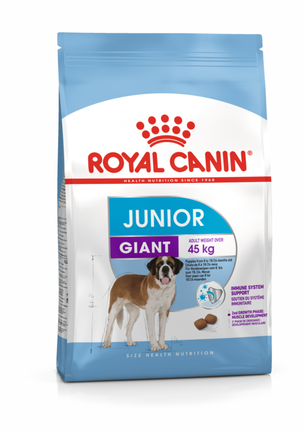 PACKSHOT-JUNIOR_GIANT_SHN17 СУХА ХРАНА ЗА ПОДРАСТВАЩИ КУЧЕНЦА от 8 до 18 месечна възраст ROYAL CANIN® GIANT JUNIOR