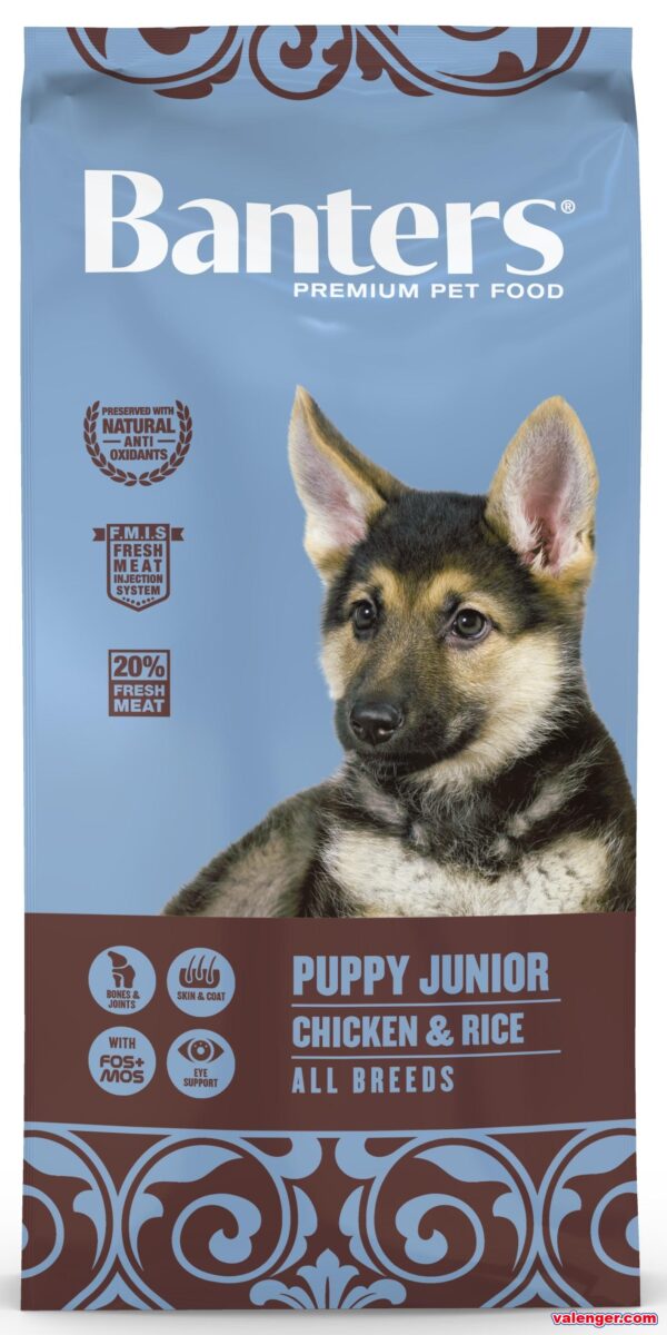 puppy_chicken BANTERS PUPPY JUNIOR CHICKEN & RICE ALL BREEDS, пиле и ориз за подрастващи кученца от всички породи