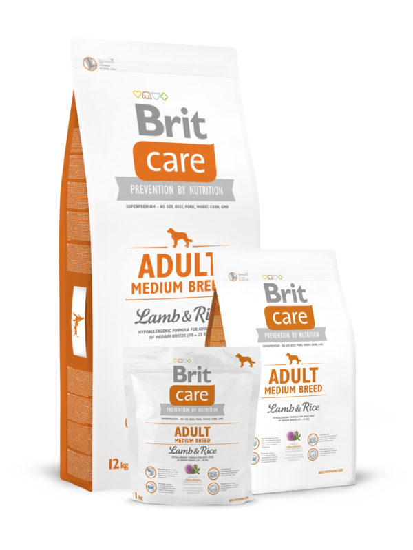 BRIT CARE ADULT MEDIUM LAMB & RICE - СУХА ХРАНА ЗА КУЧЕ С ПРЯСНО АГНЕШКО И ОРИЗ
