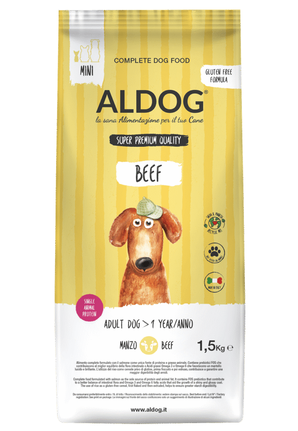 Aldog Beef Mini - безглутенова, суперпремиум формула с телешко и ориз