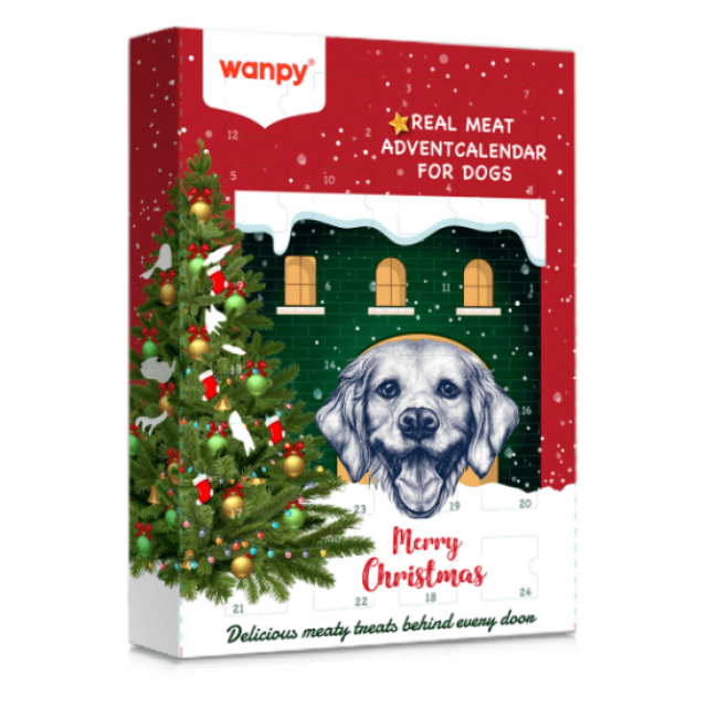Wanpy Christmas Calendar 150 г - коледен календар за кучета с лакомства асорти с пилешко, говеждо, патица